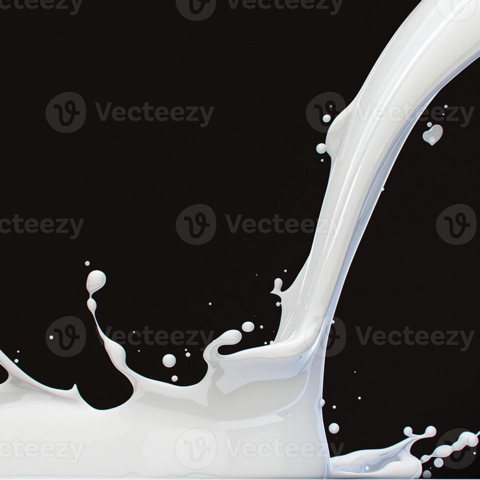 AI generated Contrasting beauty Milk splash frozen in time on a dark backdrop For Social Media Post Size photo