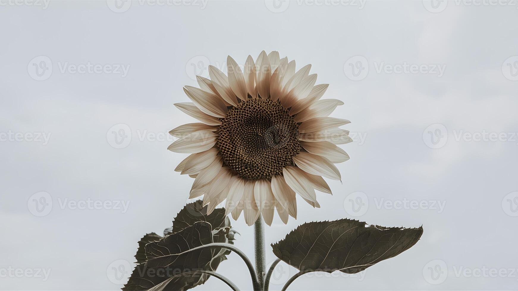 AI generated Striking sunflower stands out against a clean white background photo
