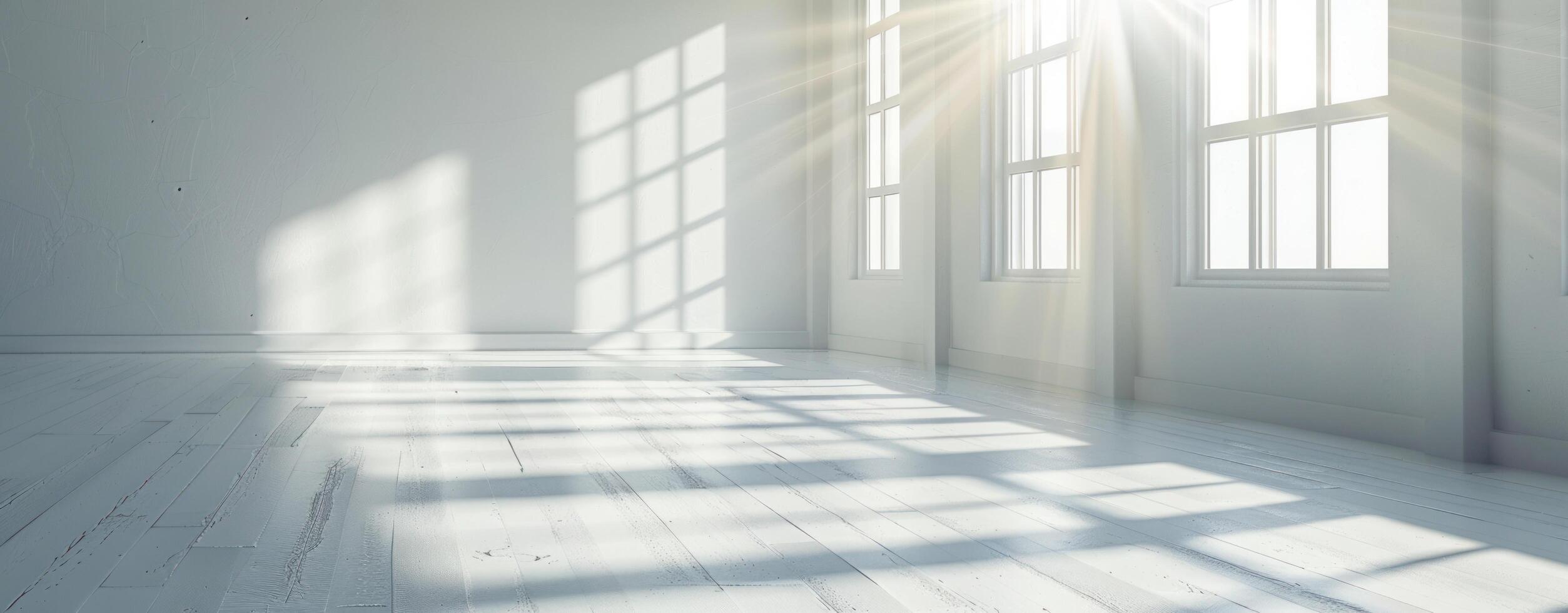 AI generated white walls and a white floor in an empty room photo
