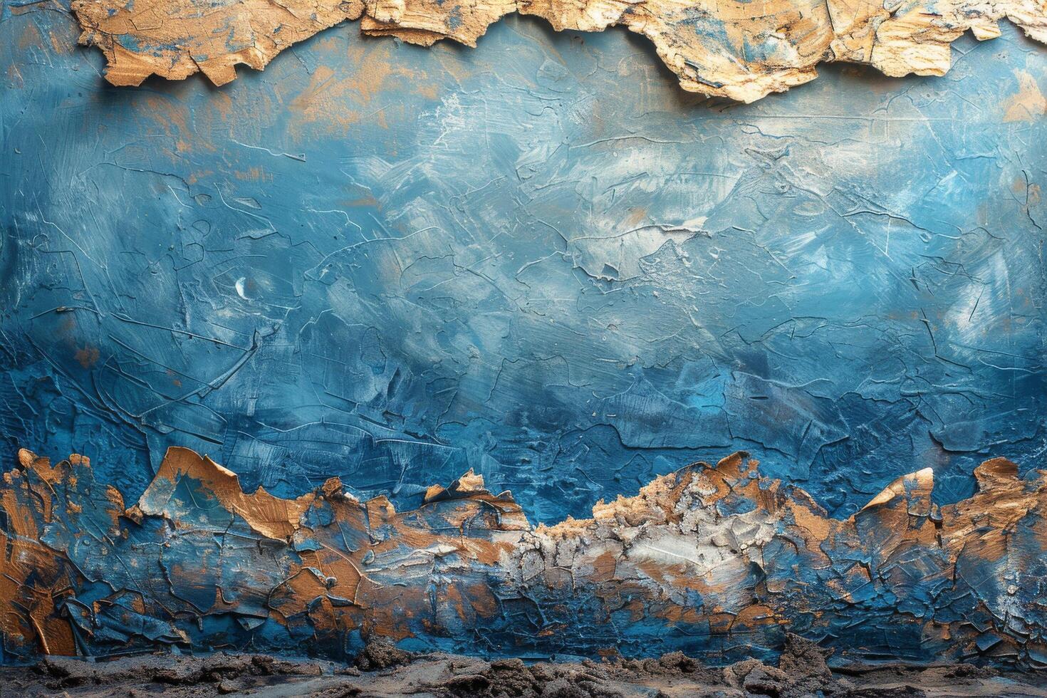 AI generated Blue and Gold Abstract Painting photo
