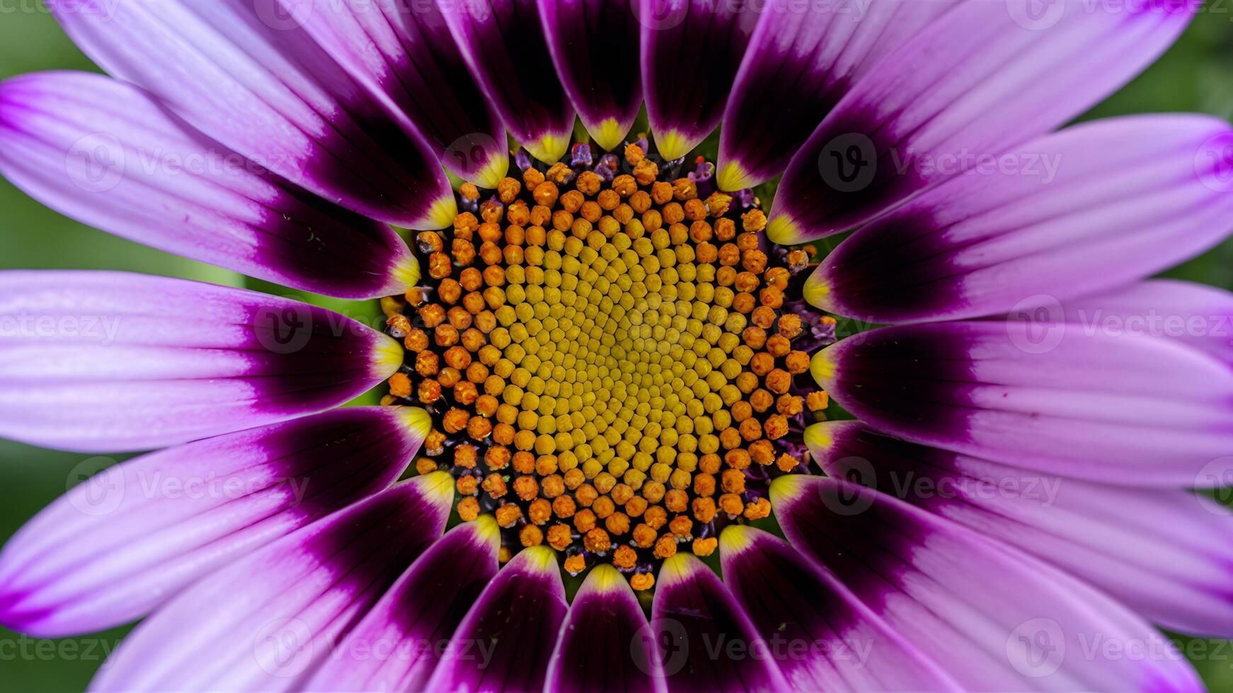 AI generated Digital Macro close up of violet purple African cape osteospermum daisy photo