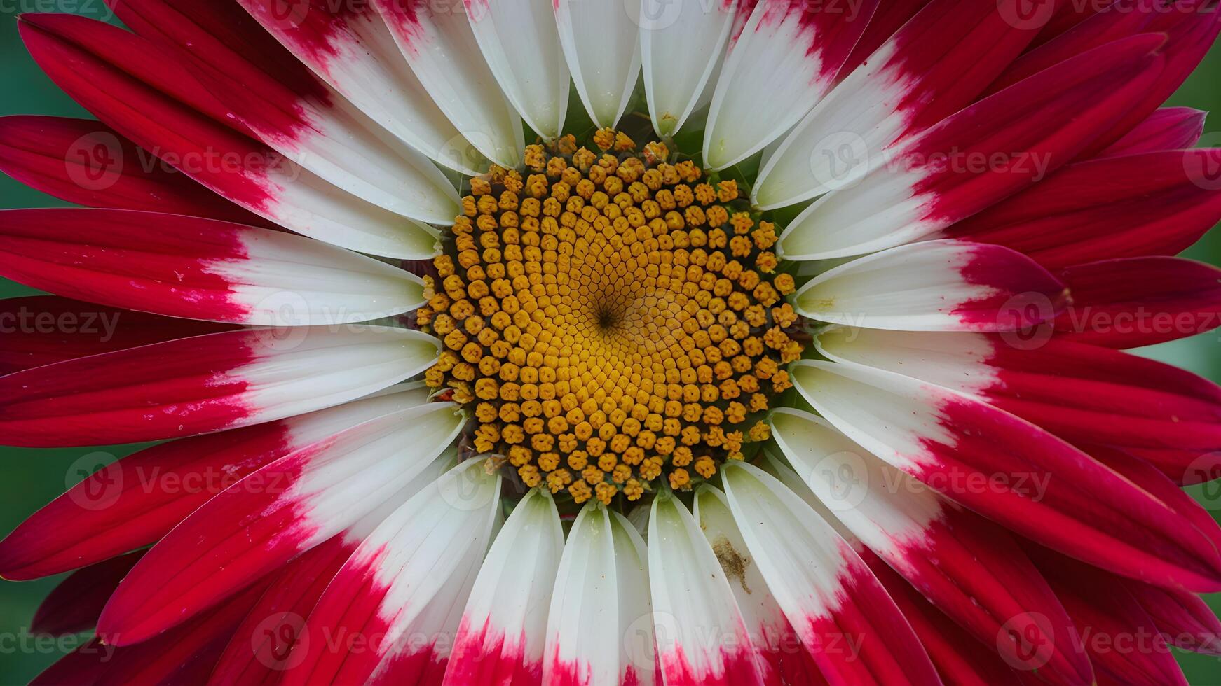 AI generated Daybreak flower, close up of red and white petals photo