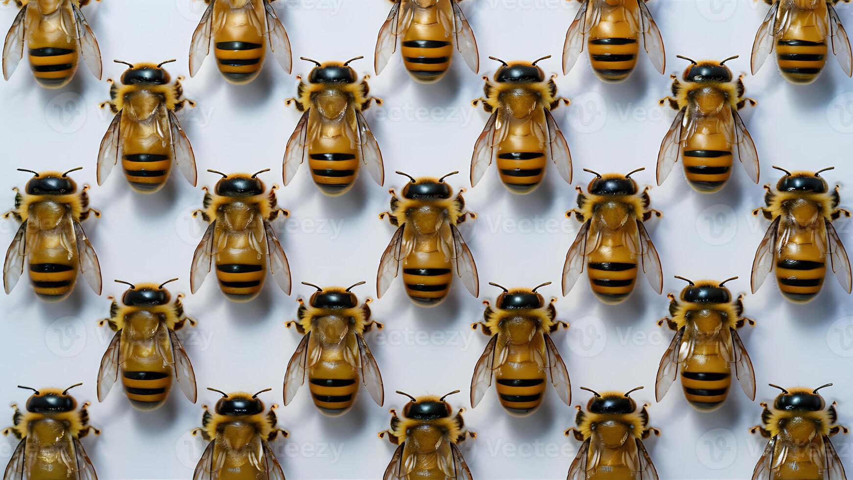 AI generated Group of bee honeybee on white background golden color photo