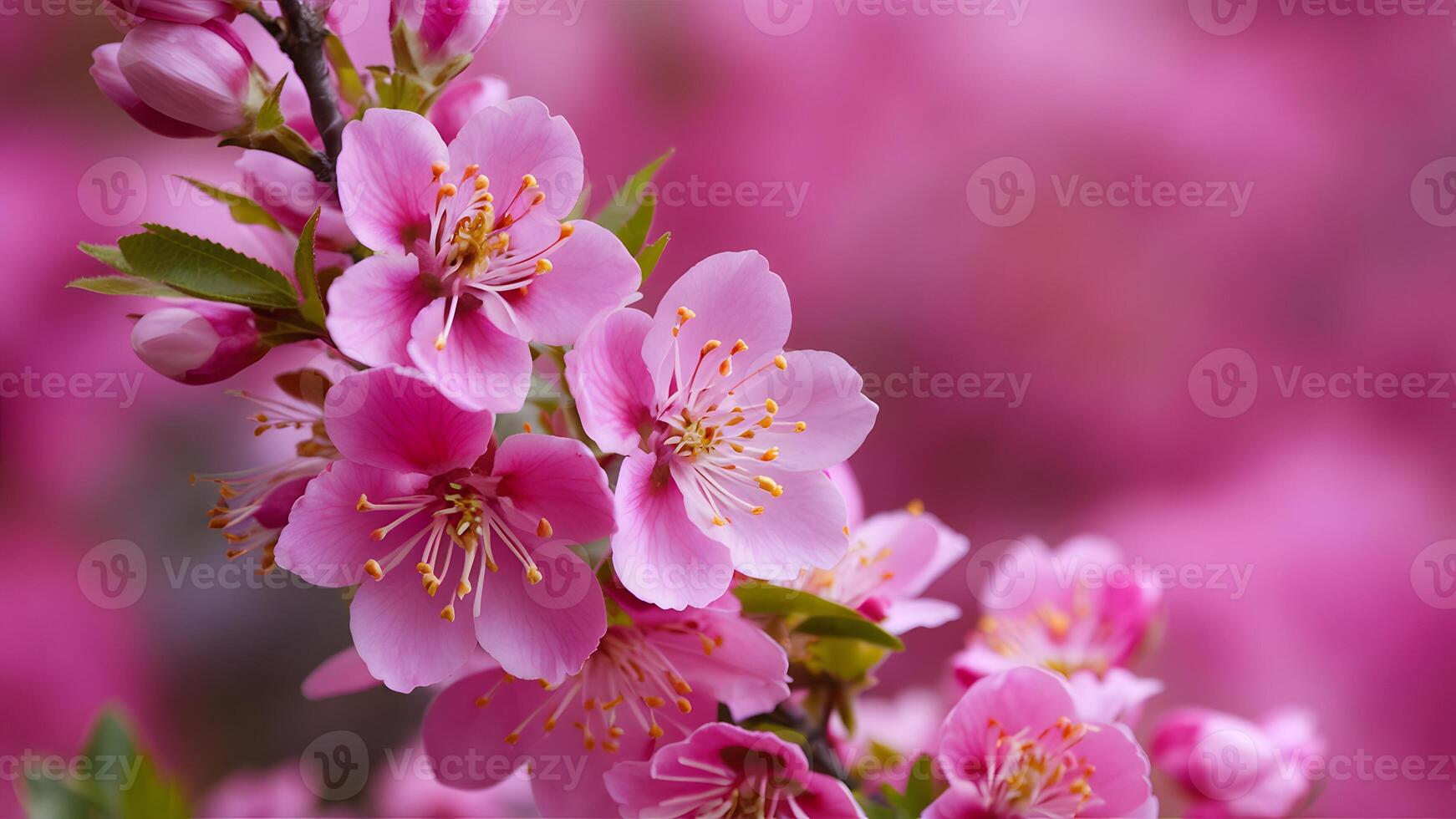 AI generated Beautiful pink blossom flowers create abstract and stunning background photo