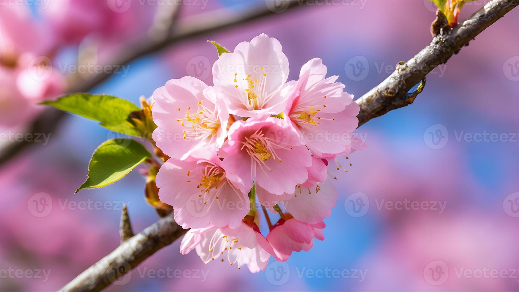 ai generado suave antecedentes Destacar de cerca detalle de rosado Cereza florecer flor foto