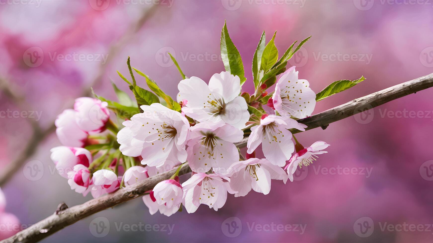 ai generado suave color borroso naturaleza con Cereza flores acuarela pintura imagen foto