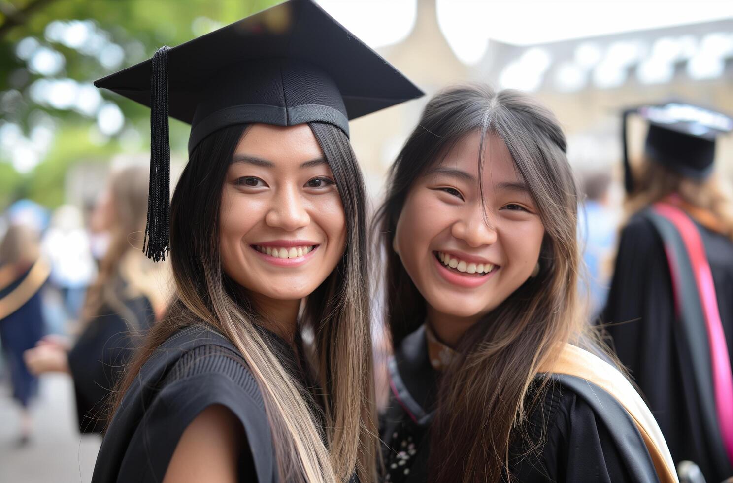 AI generated University friends in graduation attire photo
