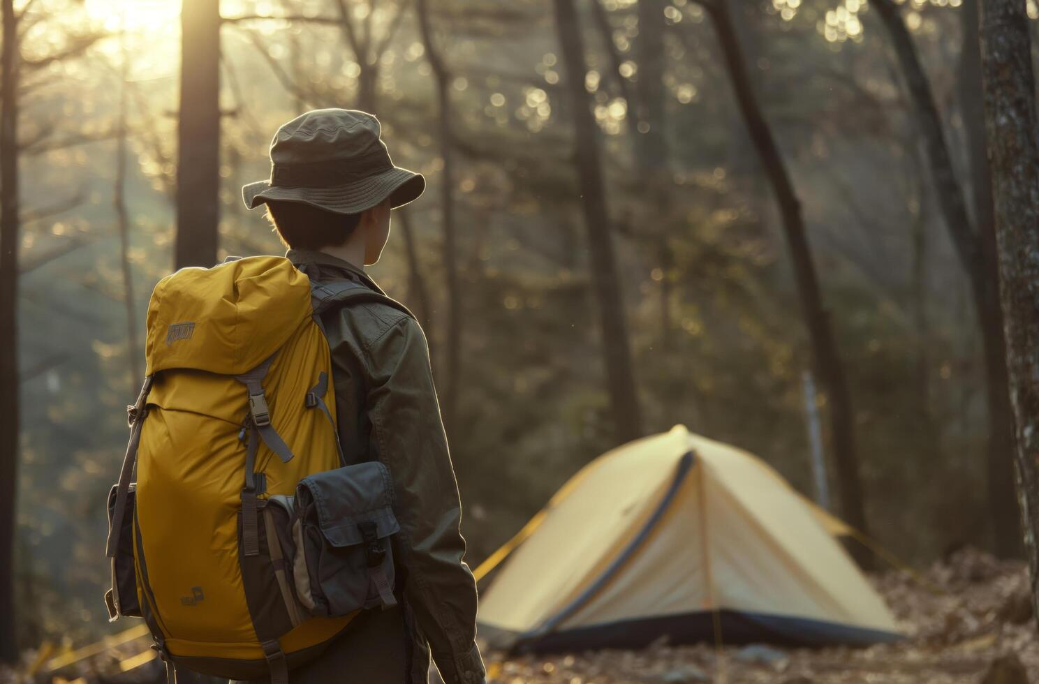 AI generated Boy scout in forest photo