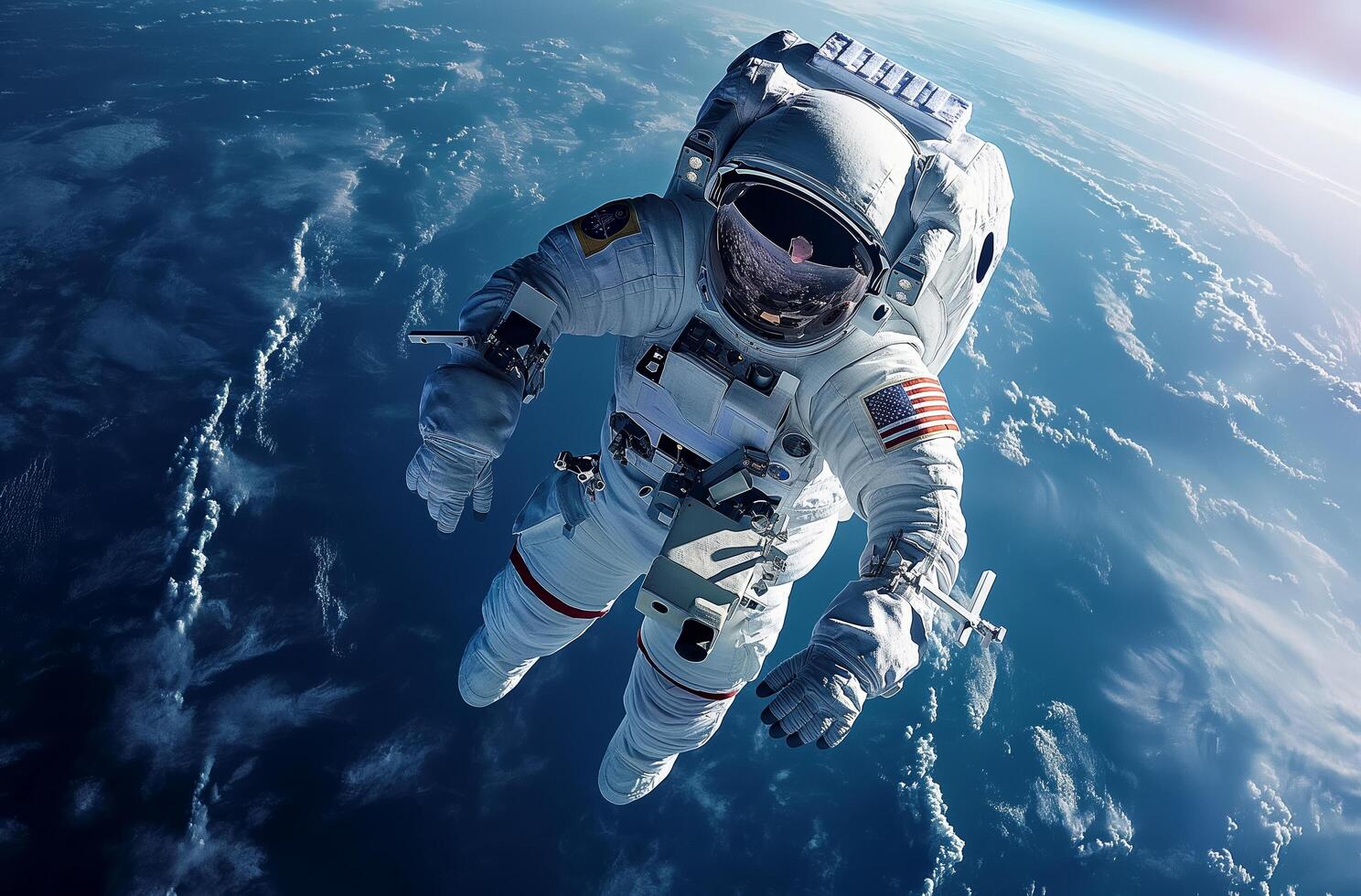 AI generated Astronaut floating in Earth's orbit photo