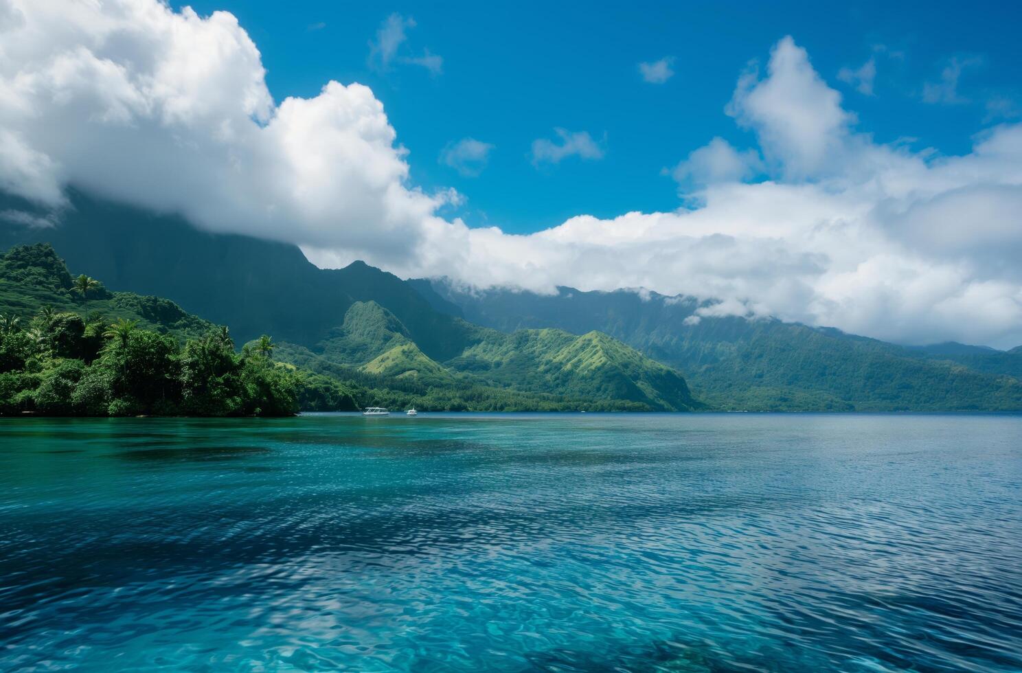 AI generated Island serenity in French Polynesia photo