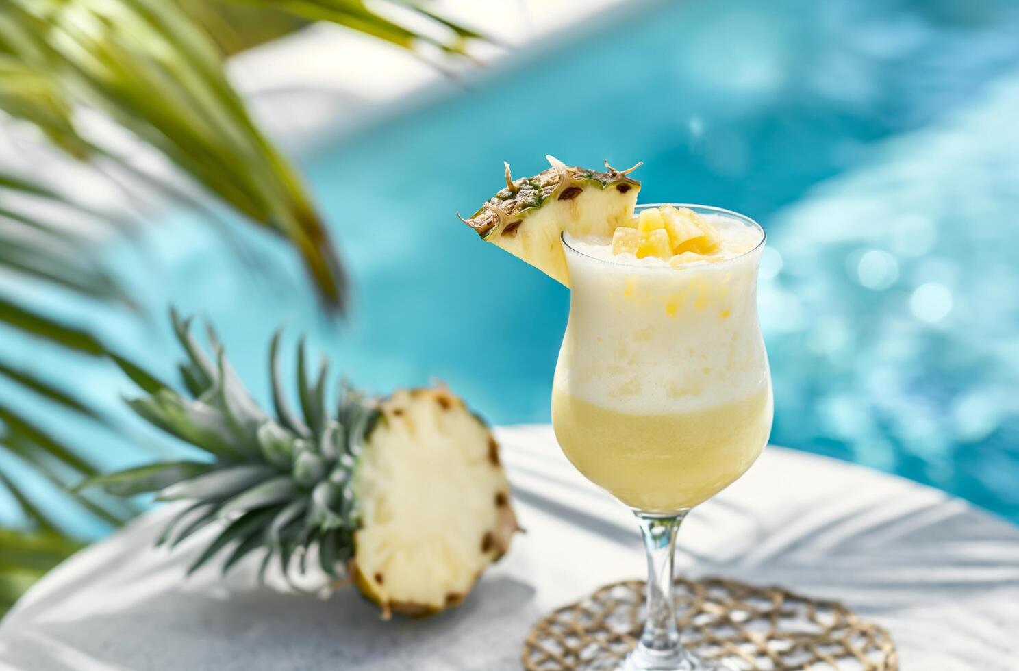 AI generated Tropical poolside refreshment photo