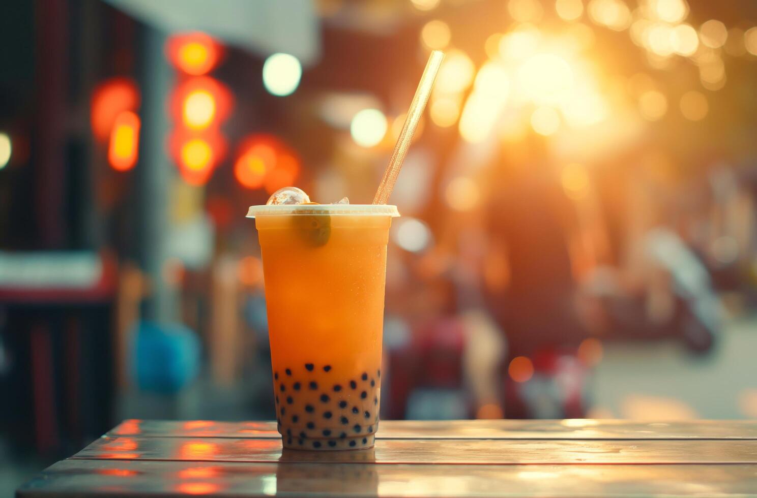 AI generated Fruity bubble tea photo