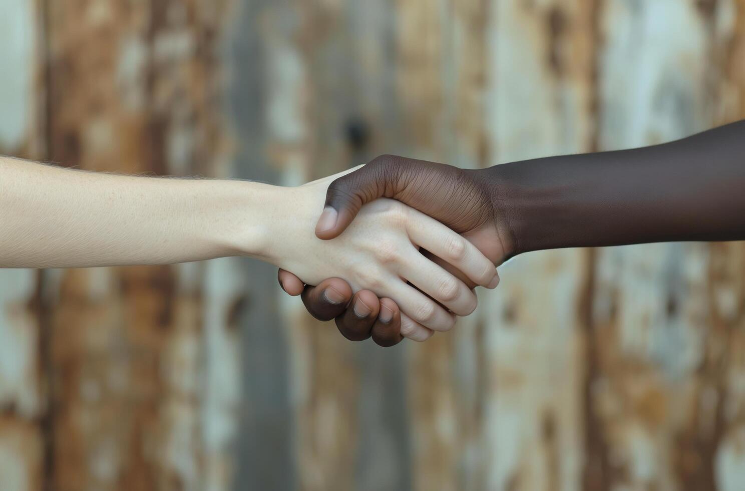 AI generated Handshake against rusty backdrop photo