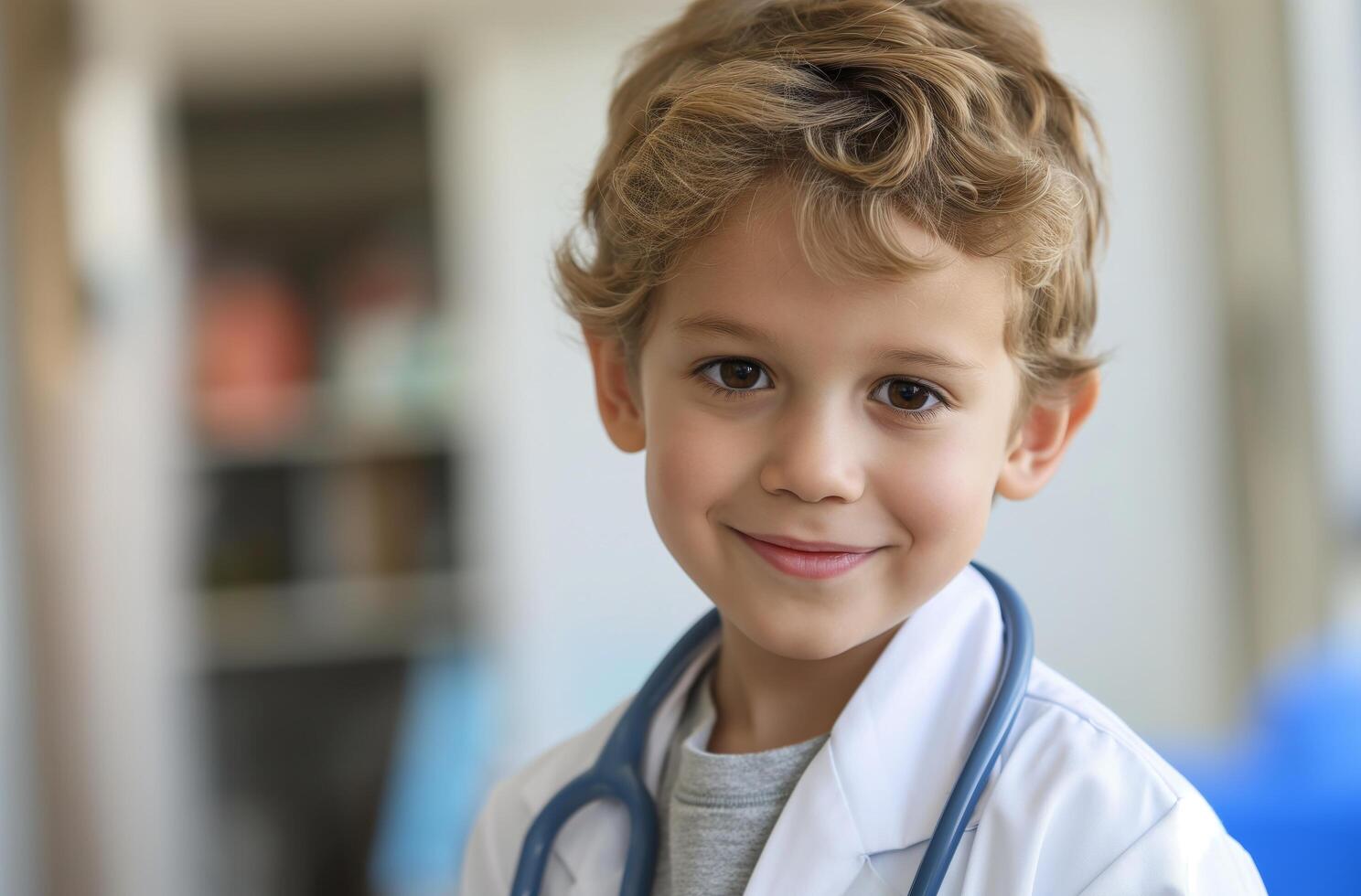 ai generado niño en médico disfraz foto