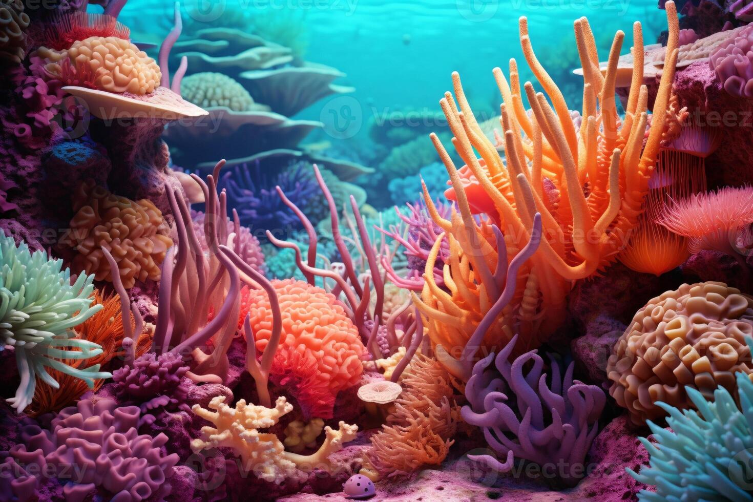 AI generated Coral reef wallpaper, Sea flower colorful coral reef photo