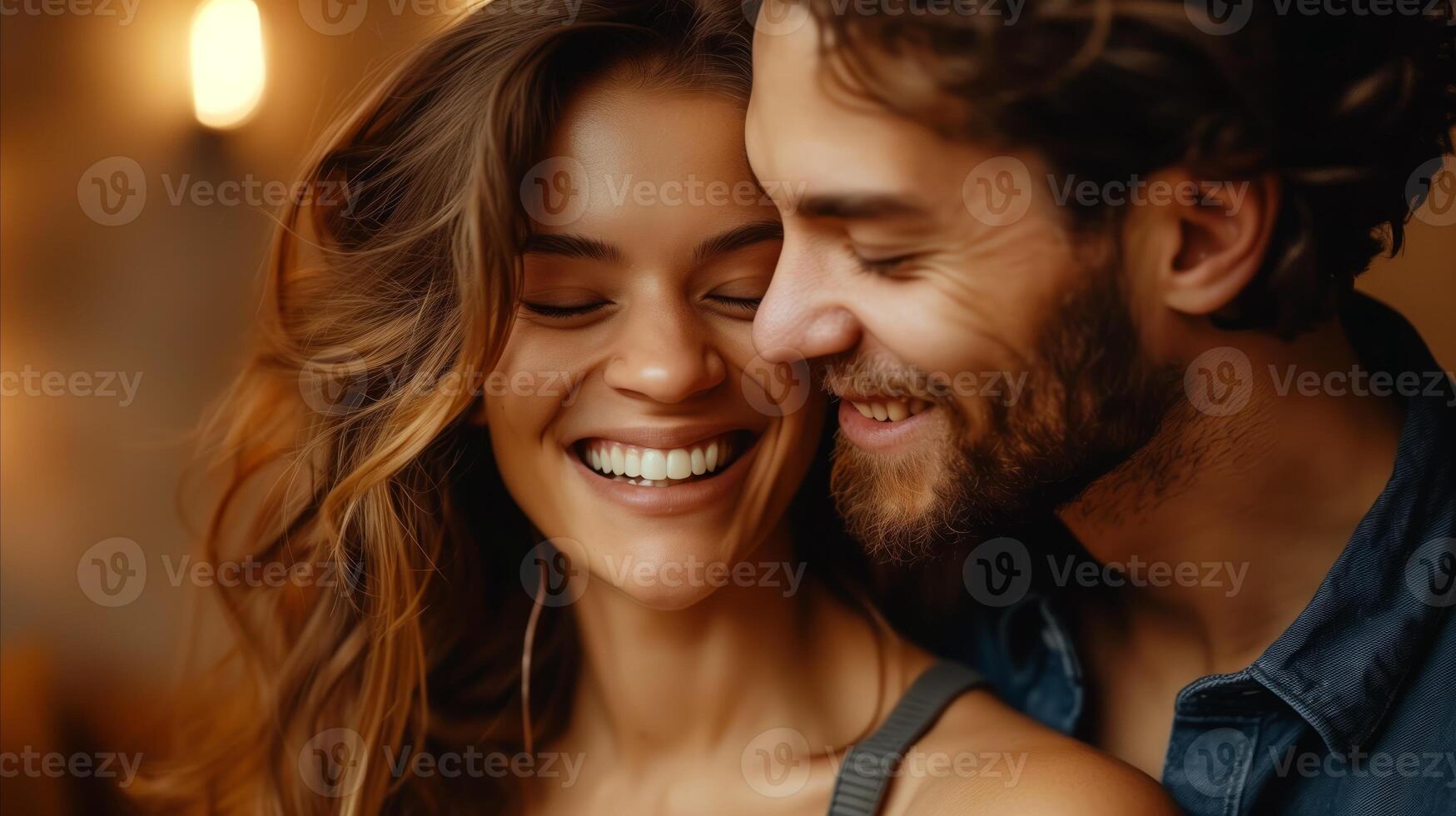AI generated Young couple enjoying a moment of closeness and affection photo