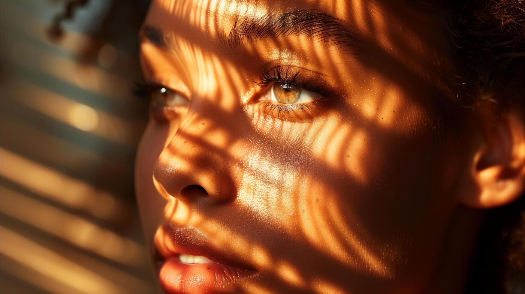 AI generated Golden hour glow on skin with warm sunlight photo