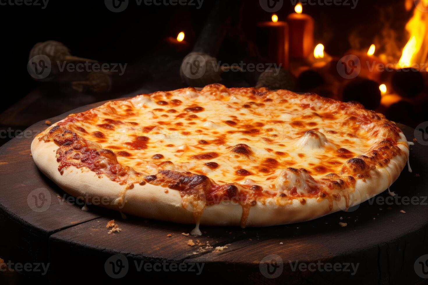 AI generated Melty Mushroom cheese hot pizza. Generate Ai photo