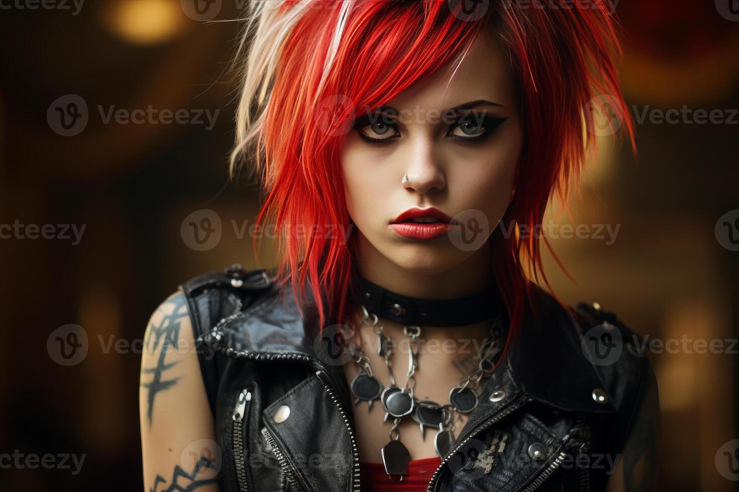 AI generated Independent Punk rock woman. Generate AI photo