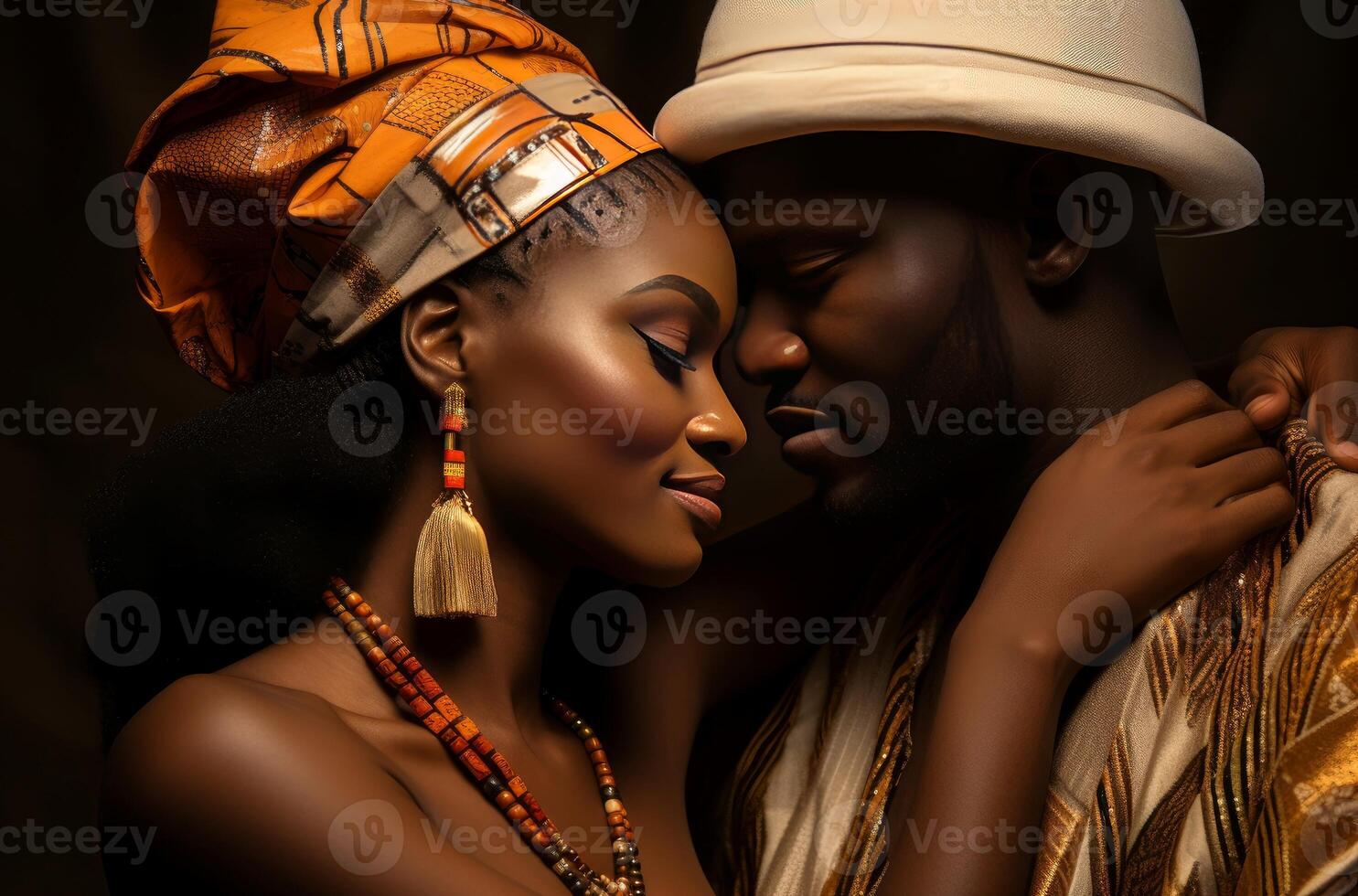 AI generated Deep African couple love. Generate Ai photo