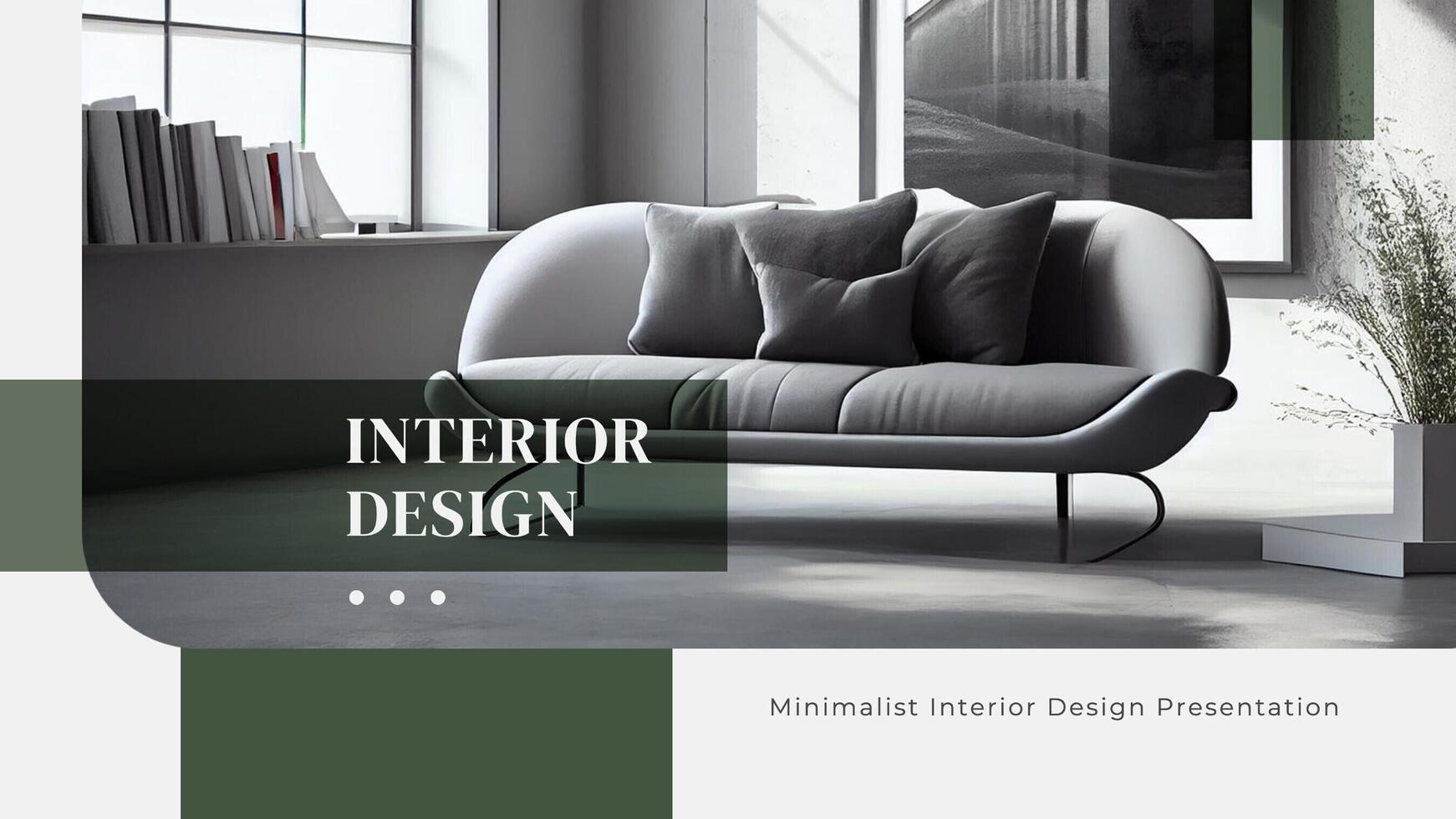 Green and Gray Minimalist Interior Design Presentation template