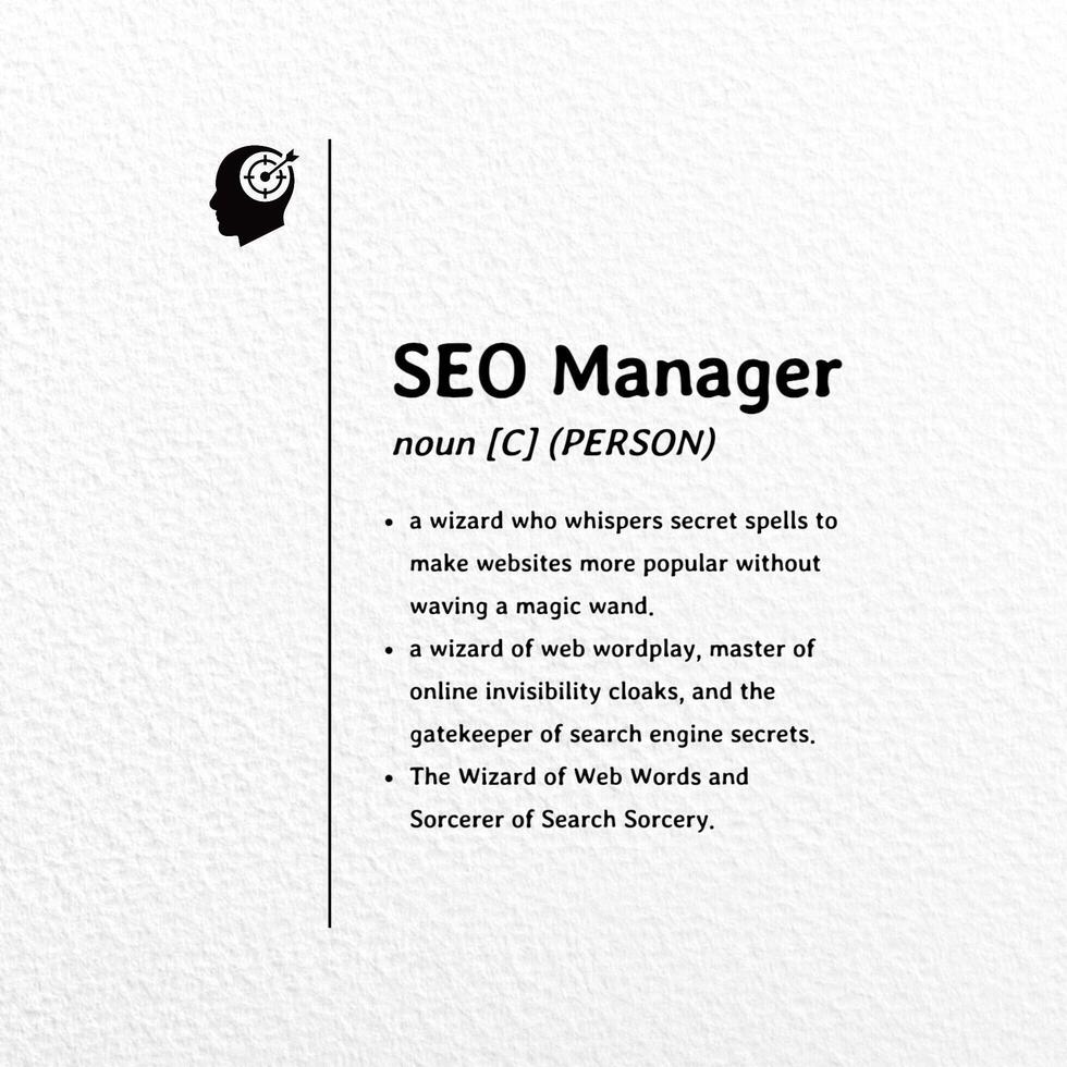 Minimalist SEO Marketing Manager Dictionary Text Business Card Template