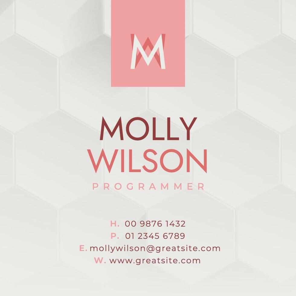Pink Gray Minimalist Programmer Business Card Square template