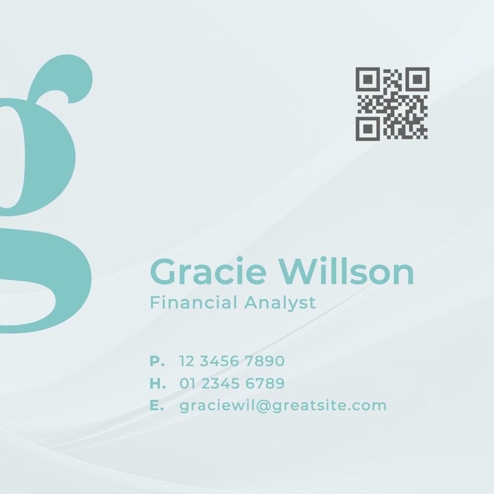 Blue Gray Minimalist Financial Analyst Business Card Square template
