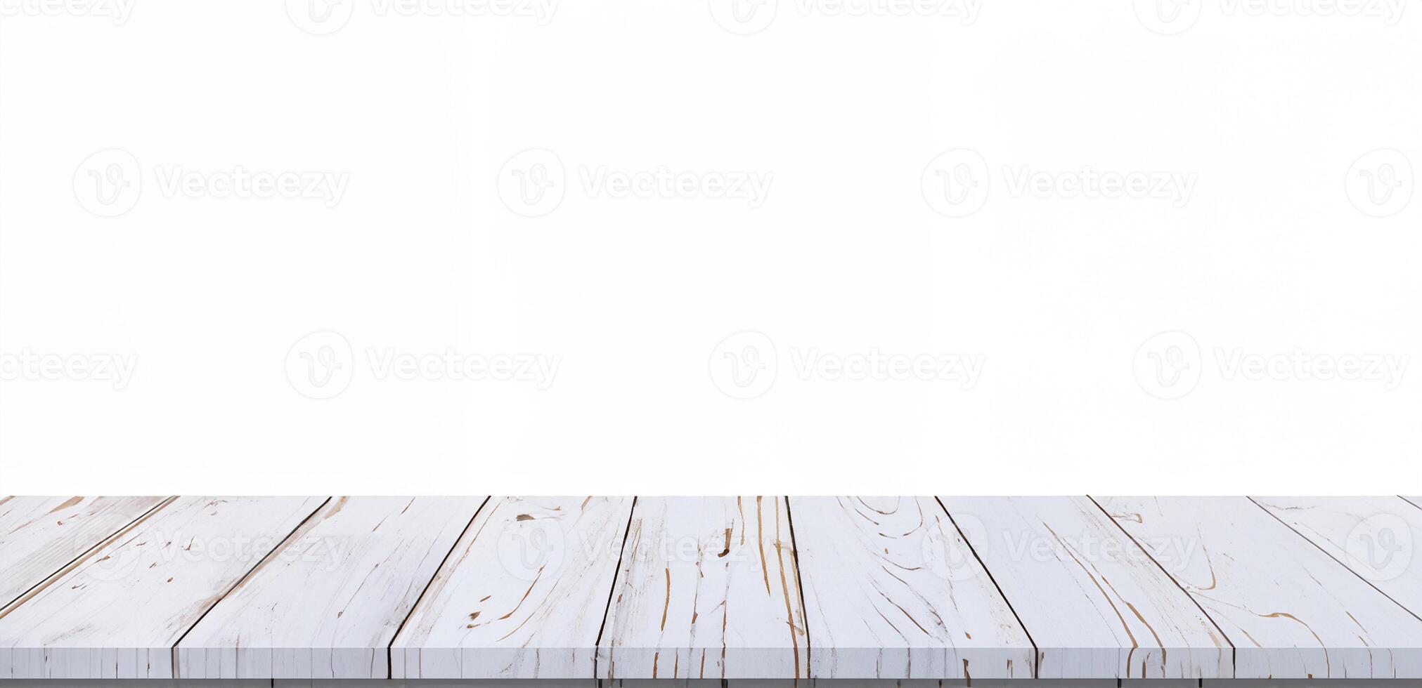 Blank Canvas, White Wood Table Display with Copy Space photo