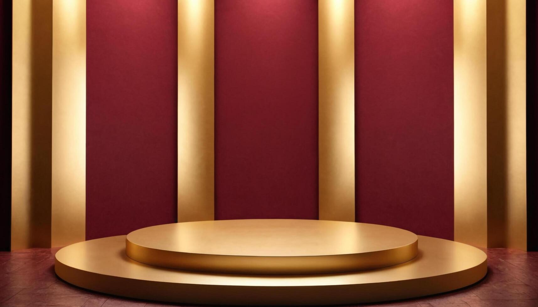 AI generated Abstract Gold Podium product with Maroon color Luxury Background photo