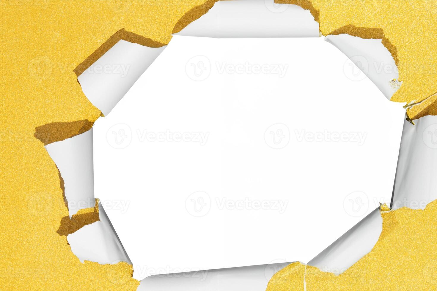 Golden Gift Box with Torn Paper, Ideal Space for Advertising Text, Background Texture photo