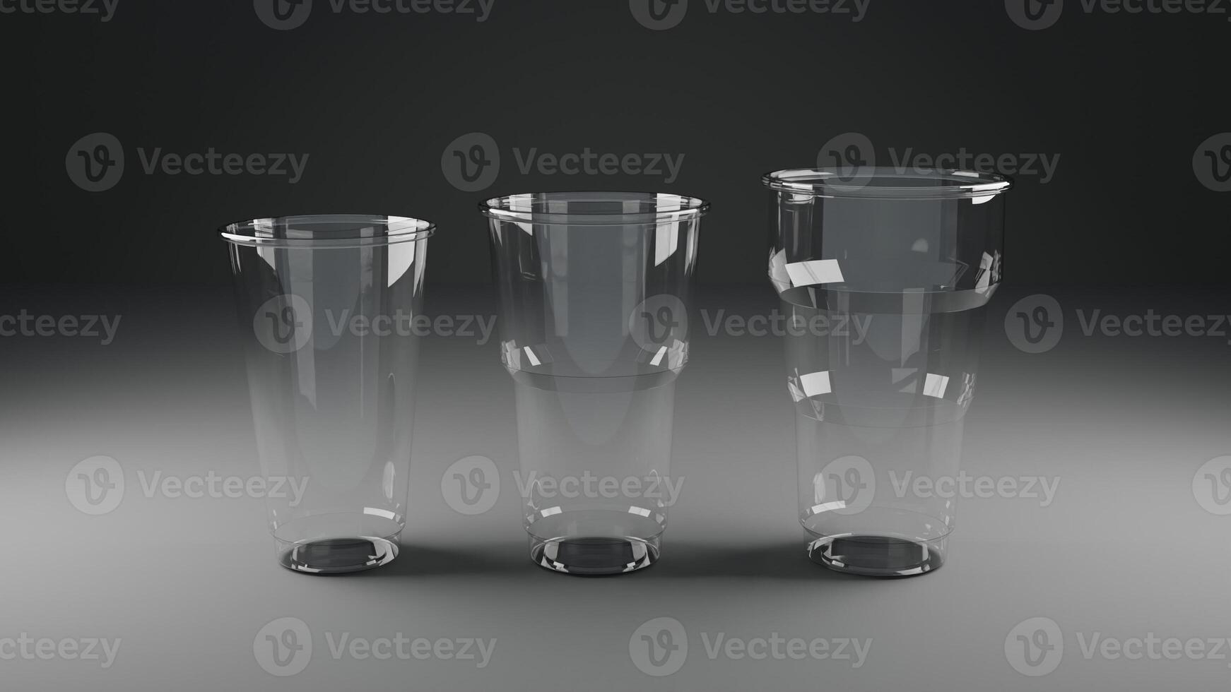 Transparent disposable glass on a dark background 3d rendering photo