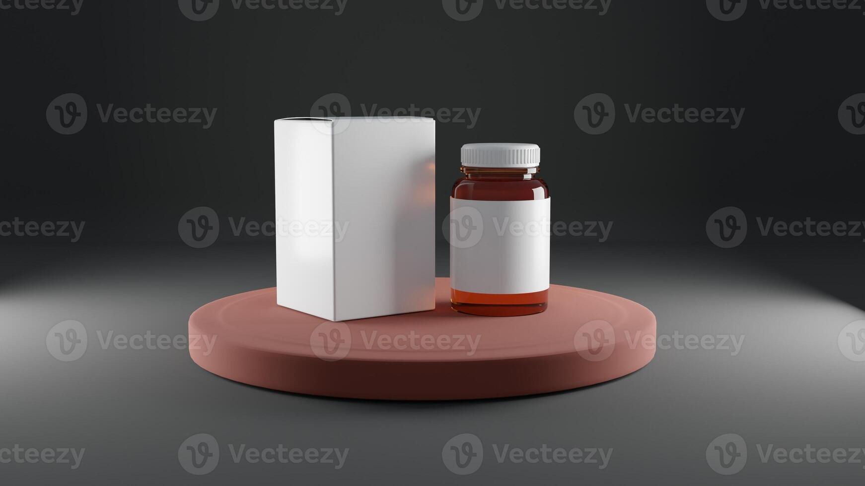 Mockup of a white box and a jar of pills 3d rendering photo