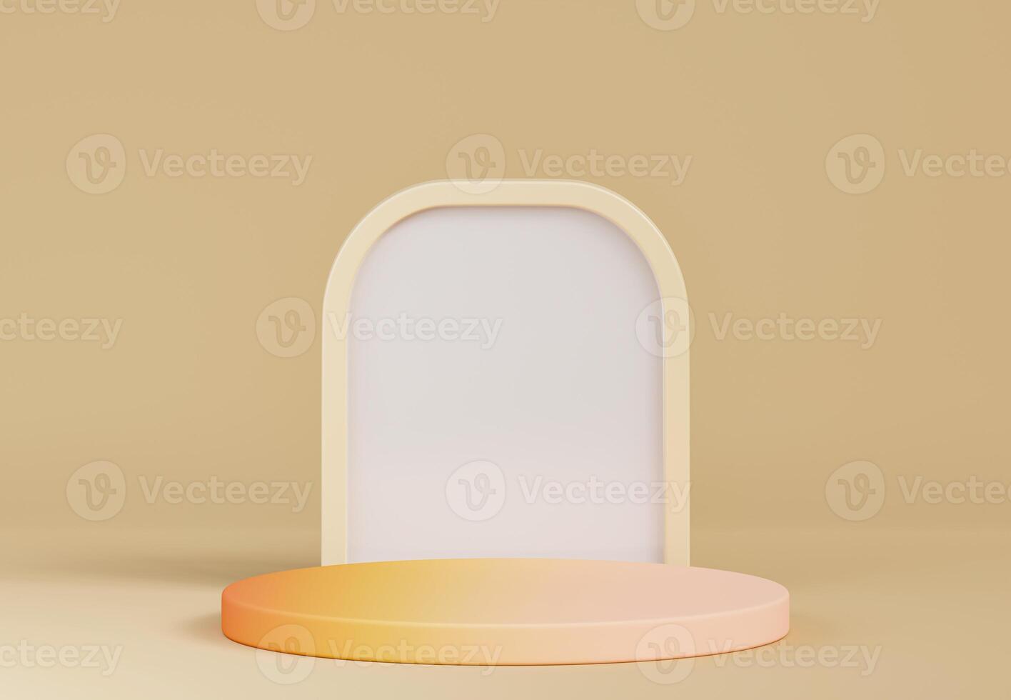 Realistic orange and beige, 3D cylinder stand podium. abstract geometric minimal scene mockup products display photo