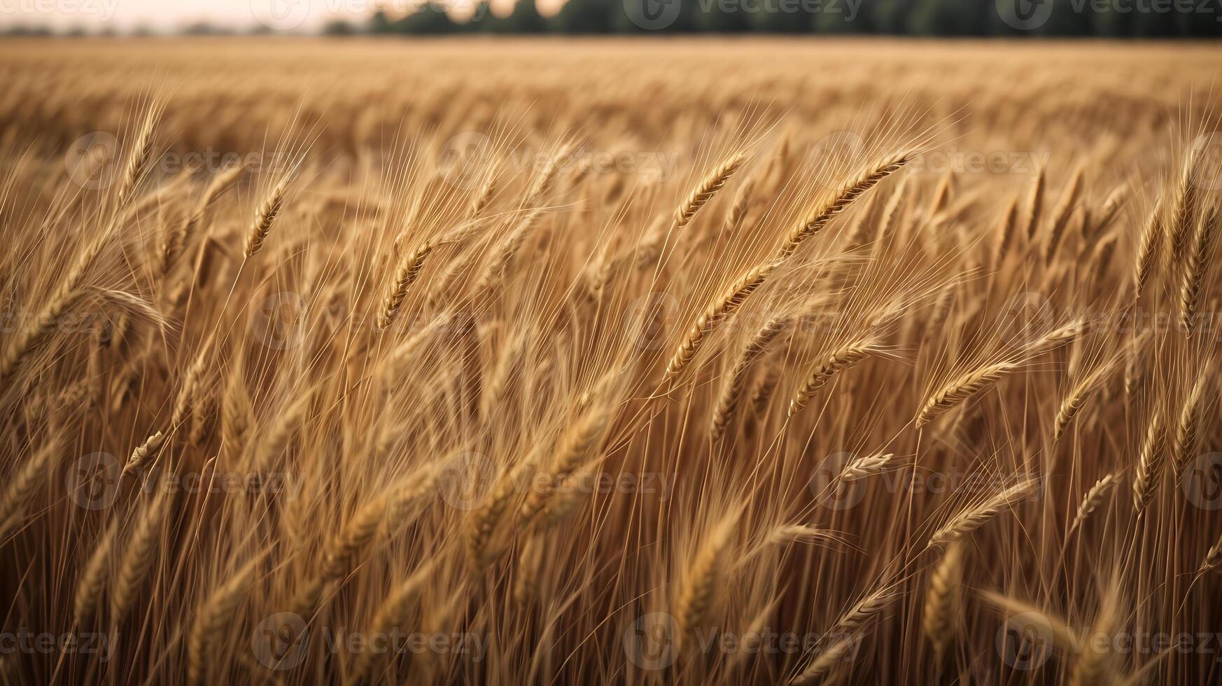 AI generated Organic wheat field background closeup view photo