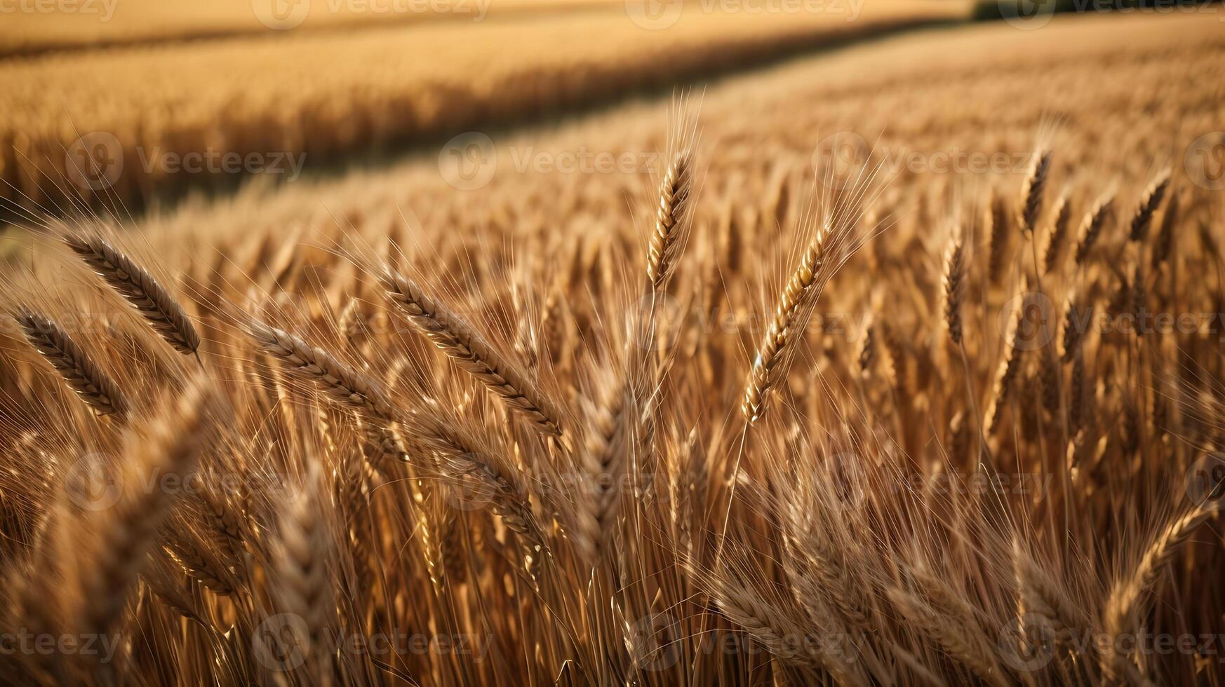 AI generated Organic wheat field background closeup view photo