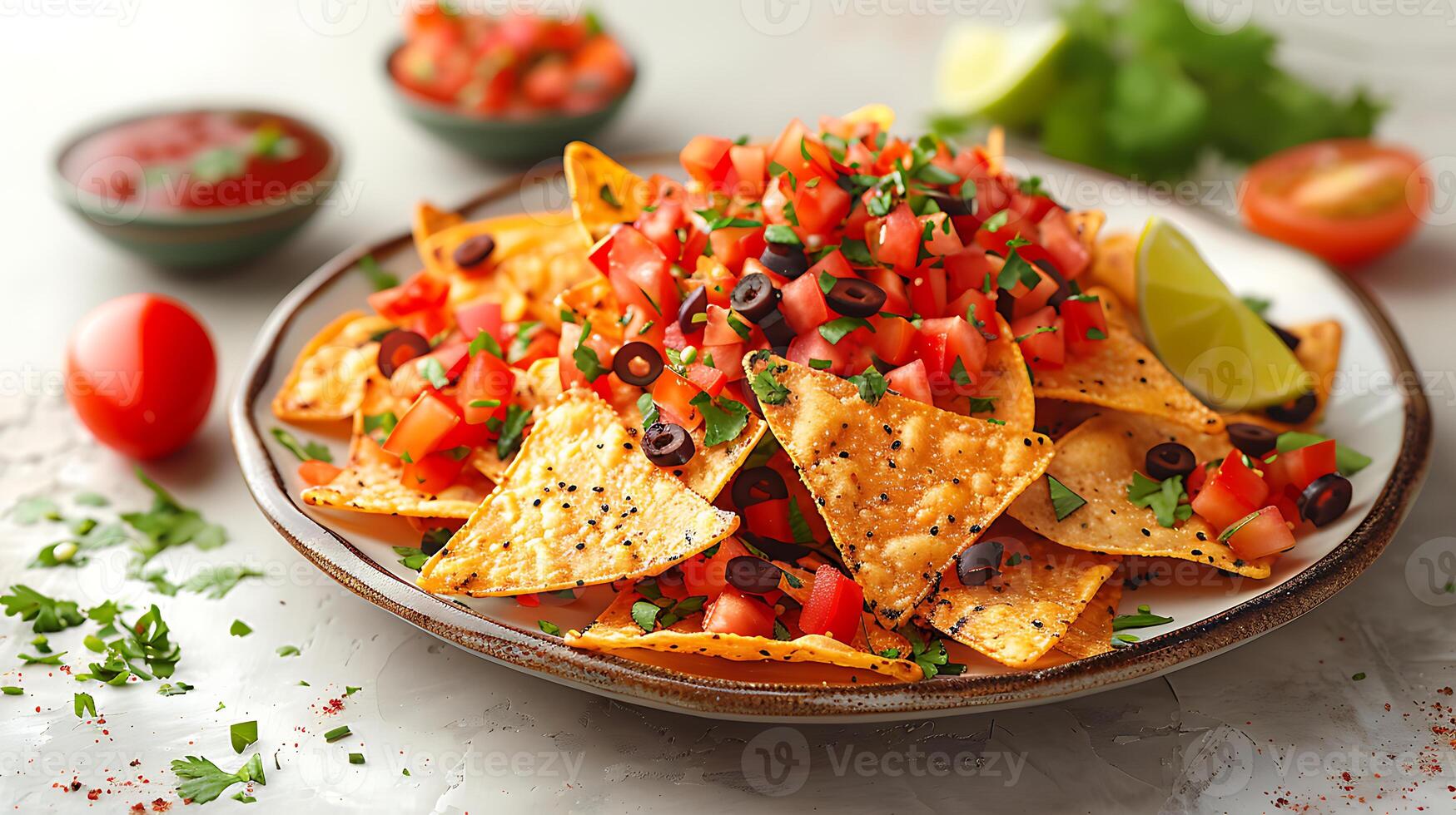 ai generado Fresco sabroso comida nachos en un de madera mesa cerca arriba ver foto