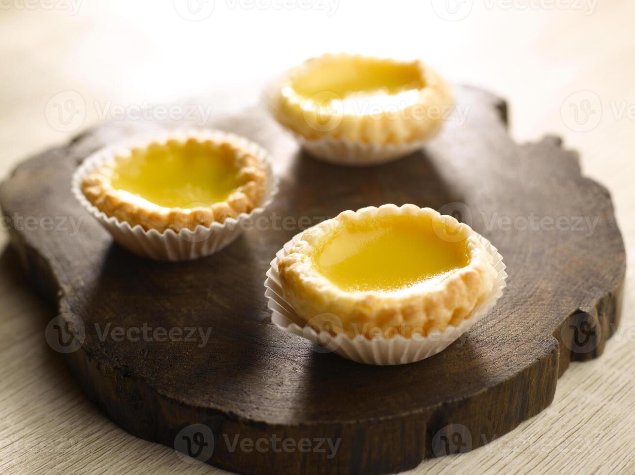 Baked Mini Egg Tart served in dish isolated on table top view of food photo