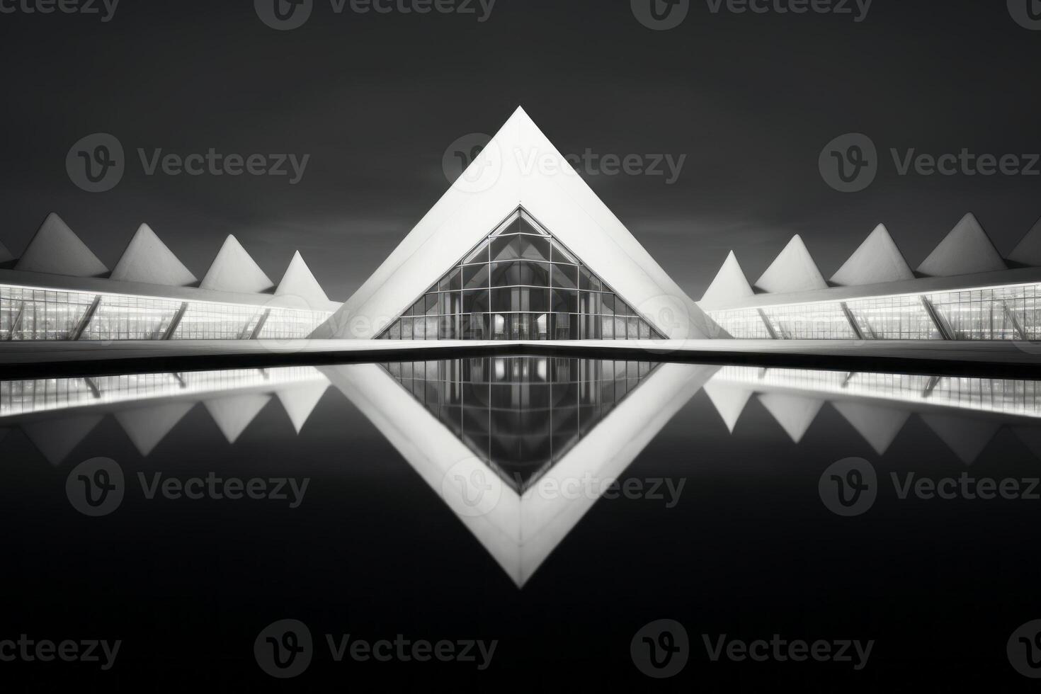 AI generated Duotone architectural symmetry for visuals. Generative AI photo
