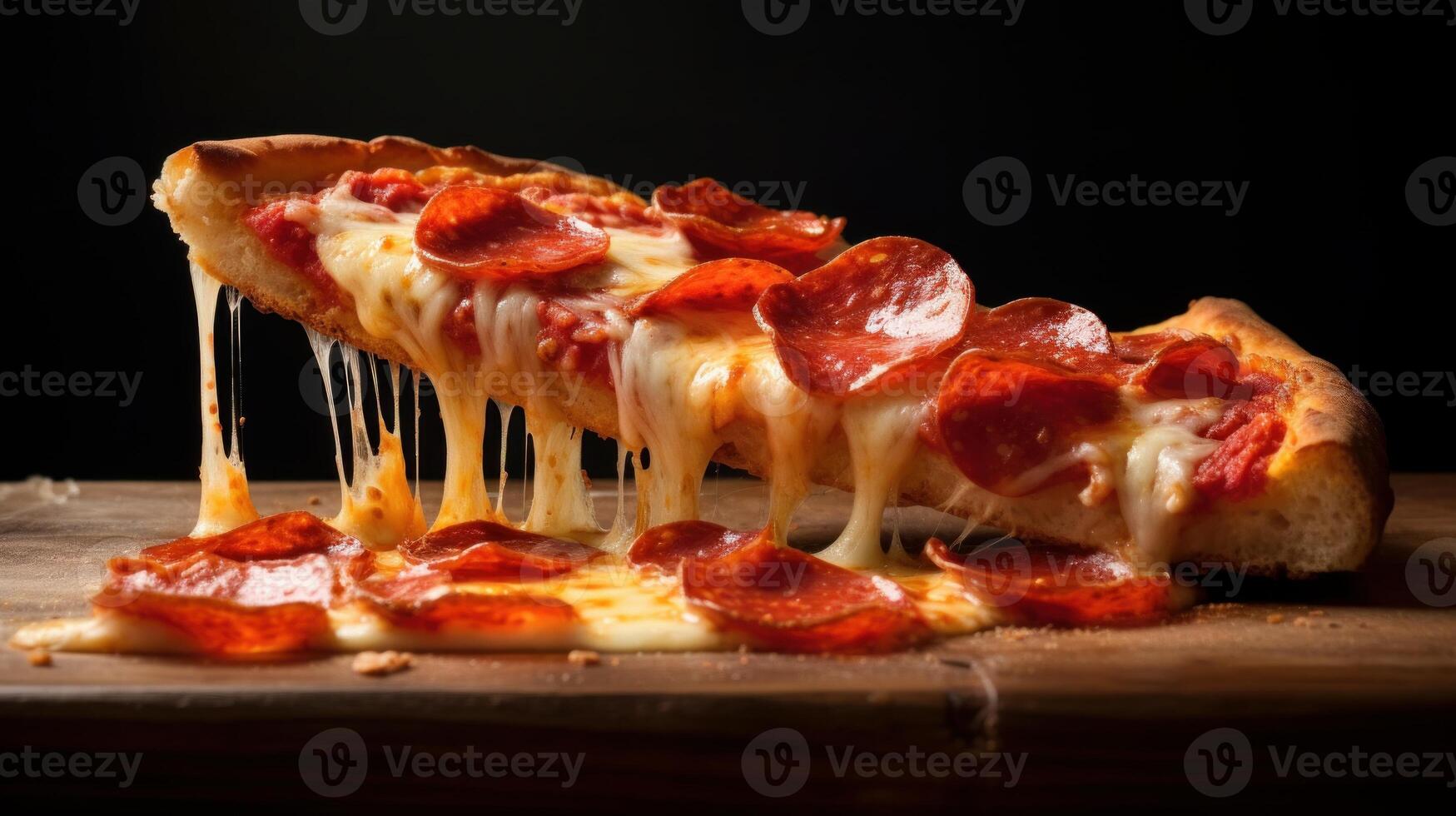 AI generated Mouthwatering slice of greasy pepperoni pizza. Generative AI photo