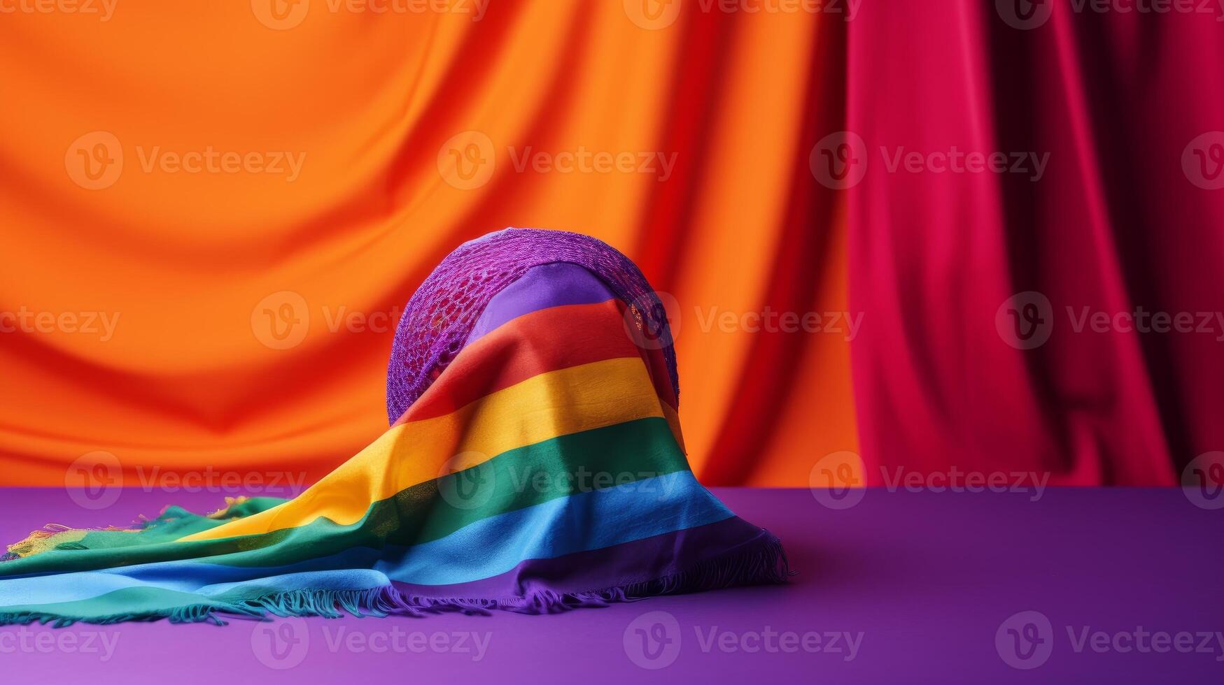 AI generated LGBTQ pride-themed accessories and flags. Generative AI photo