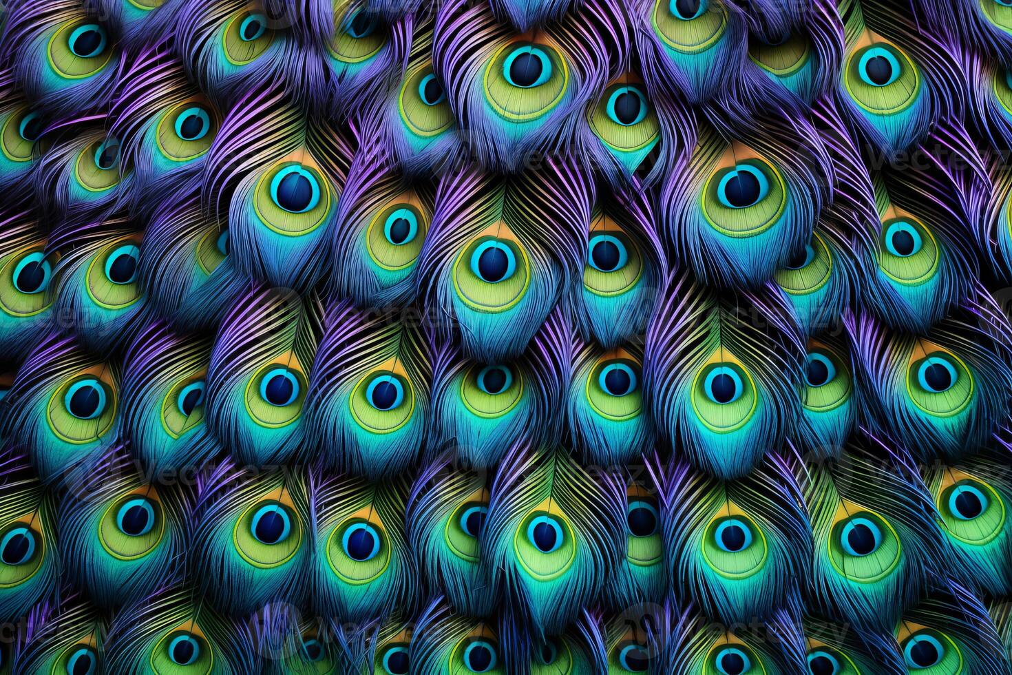 AI generated The mesmerizing patterns of a peacock's tail. Generative AI photo
