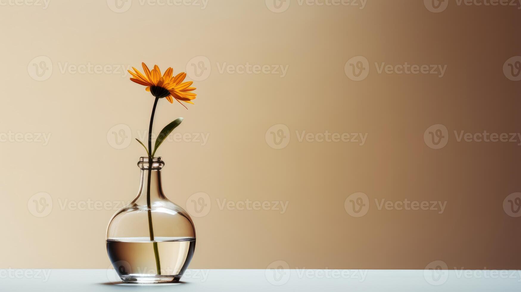 AI generated Minimalist image of a single flower in a vase. Generative AI photo