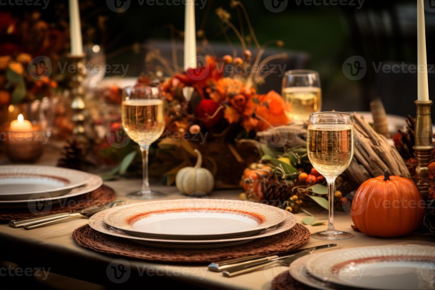 AI generated A Thanksgiving table with personalized place settings ...