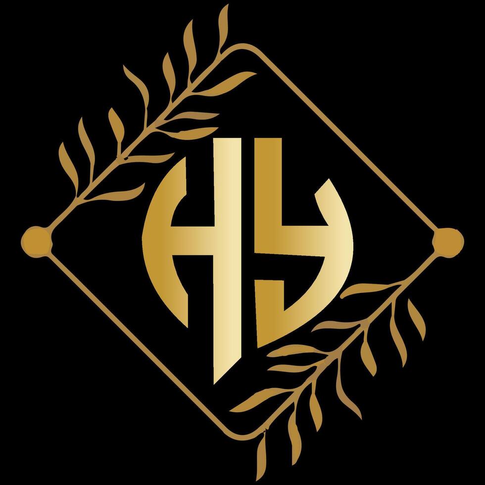 HY letter branding logo design with a leaf vector