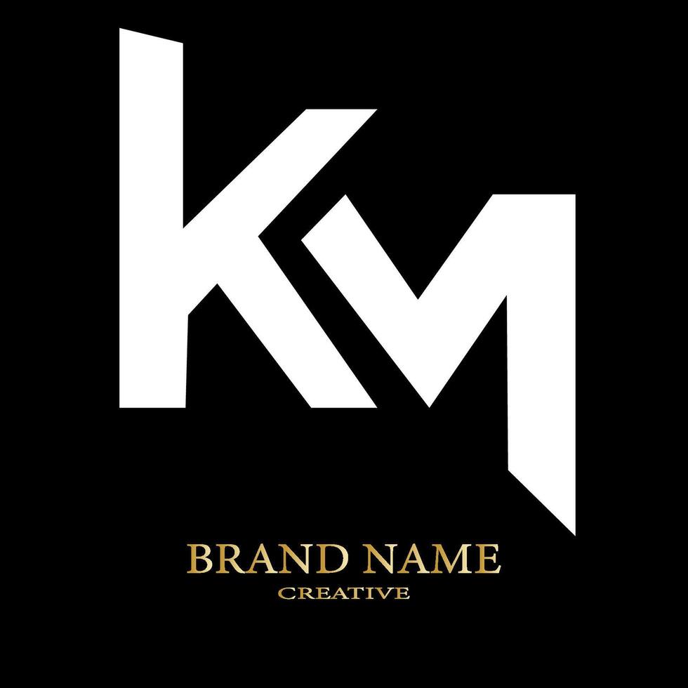 KM letter branding logo design with a leaf.. vector