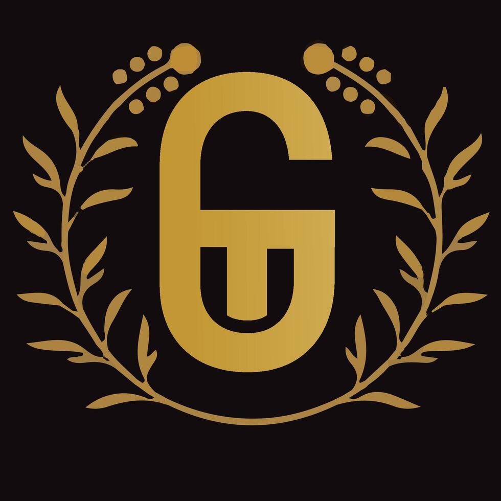 GT letter branding logo design with a leaf vector