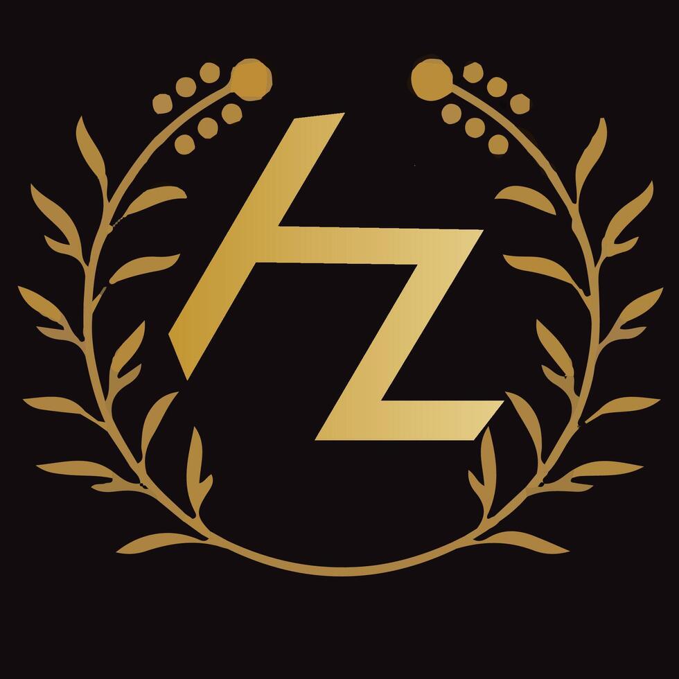 hz letra marca logo diseño con un hoja vector