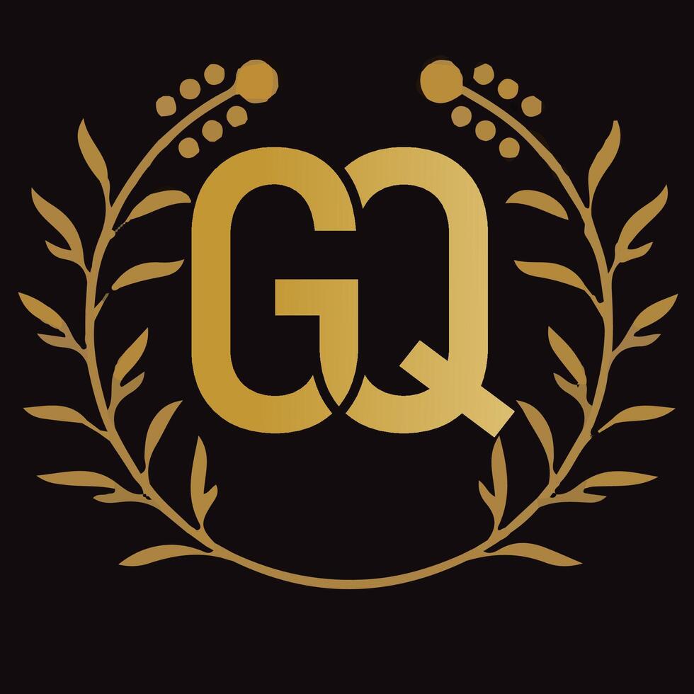 gq letra marca logo diseño con un hoja vector