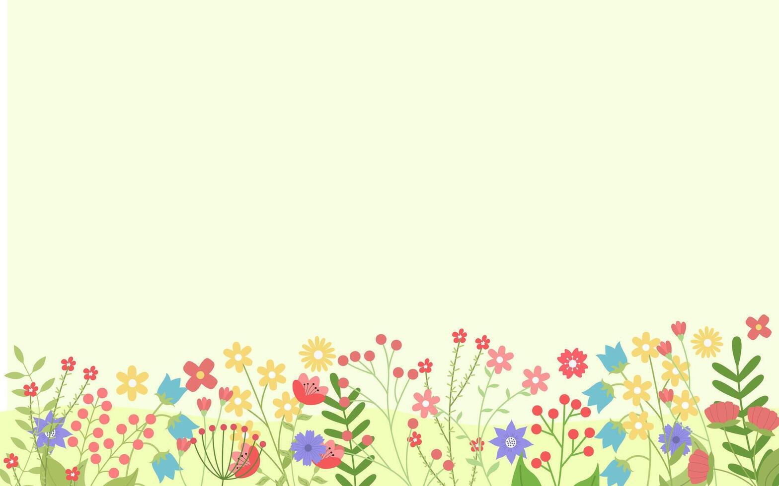 Spring background with flowers and plants for your creativity, for banners, for wedding invitations and for congratulations on spring and Easter vector